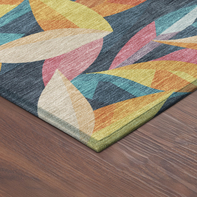 Machine Washable Indoor/Outdoor Jozwiak ACN2383 Floral Rug, Rectangle 1'8" x 2'6"