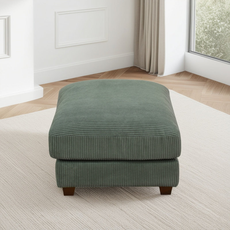 37" Wide Corduroy Living Room Upholstered Ottoman, Green Corduroy