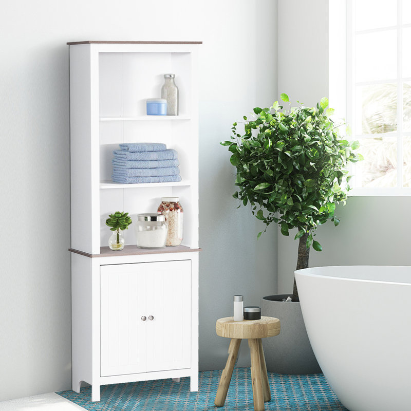 Armoire de rangement blanche autoportante 69 po avec porte double et 3 tablettes pour la maison