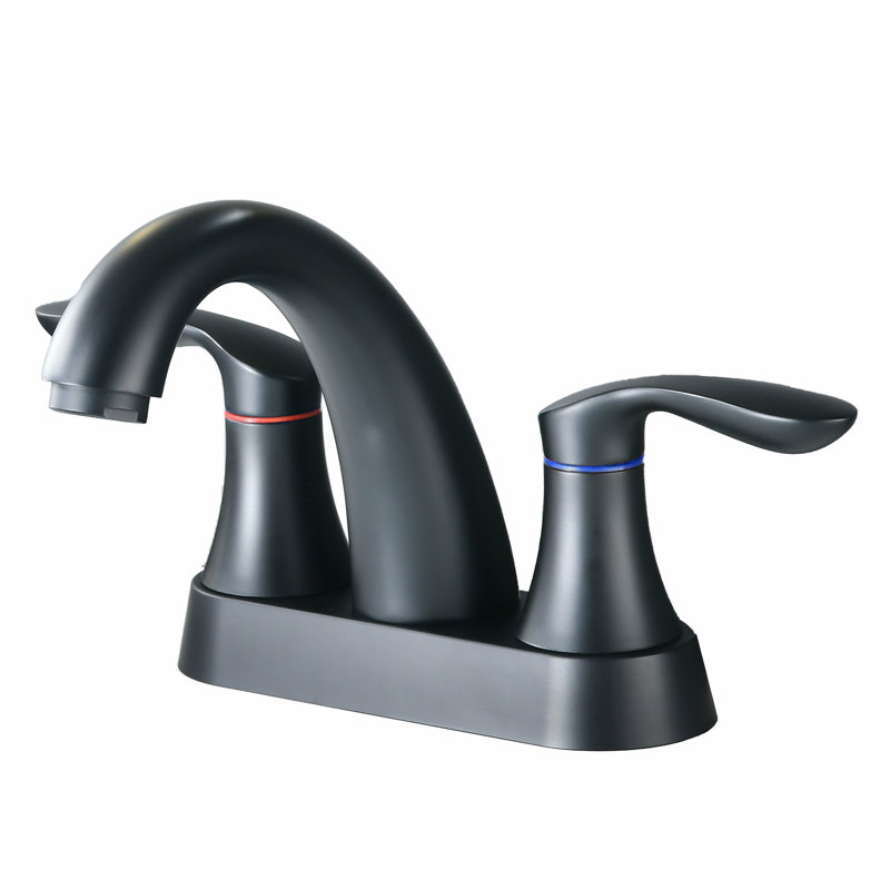 Centerset Faucet 2-handle Bathroom Vanity Faucet with Drain Assembly, Matte Black