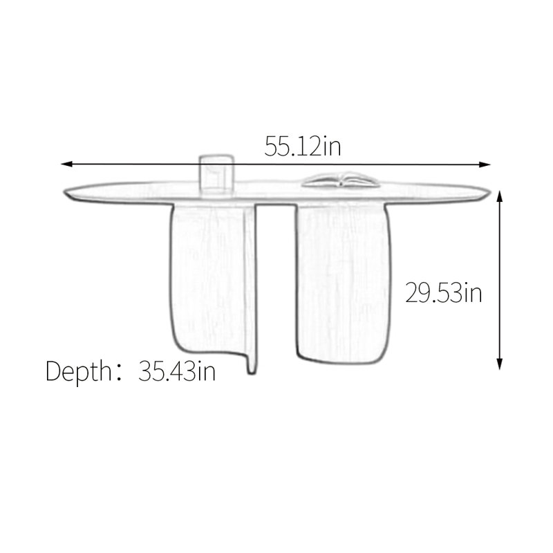 Table de salle à manger en pierre naturelle, H 29,53 po x L 55,12 po x l 35,43 po, Noir