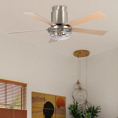 Ventilateur de plafond standard à 5 pales de 52 po avec télécommande et ensemble d'éclairage inclus