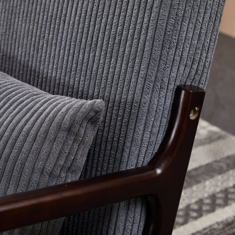 Mid-Century Modern Accent Chair with Durable Rubberwood, Antique Dark Gray, Antique Brown