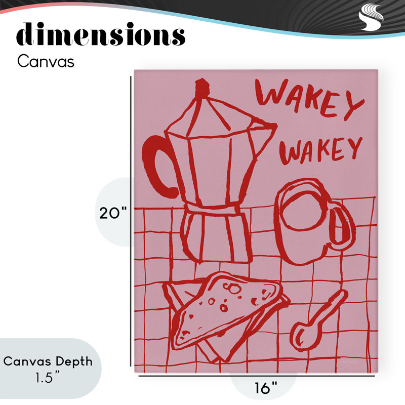 Toile Wakey Breakfast Doodles, conception par Jenaya Jackson, H 20 po x l 16 po