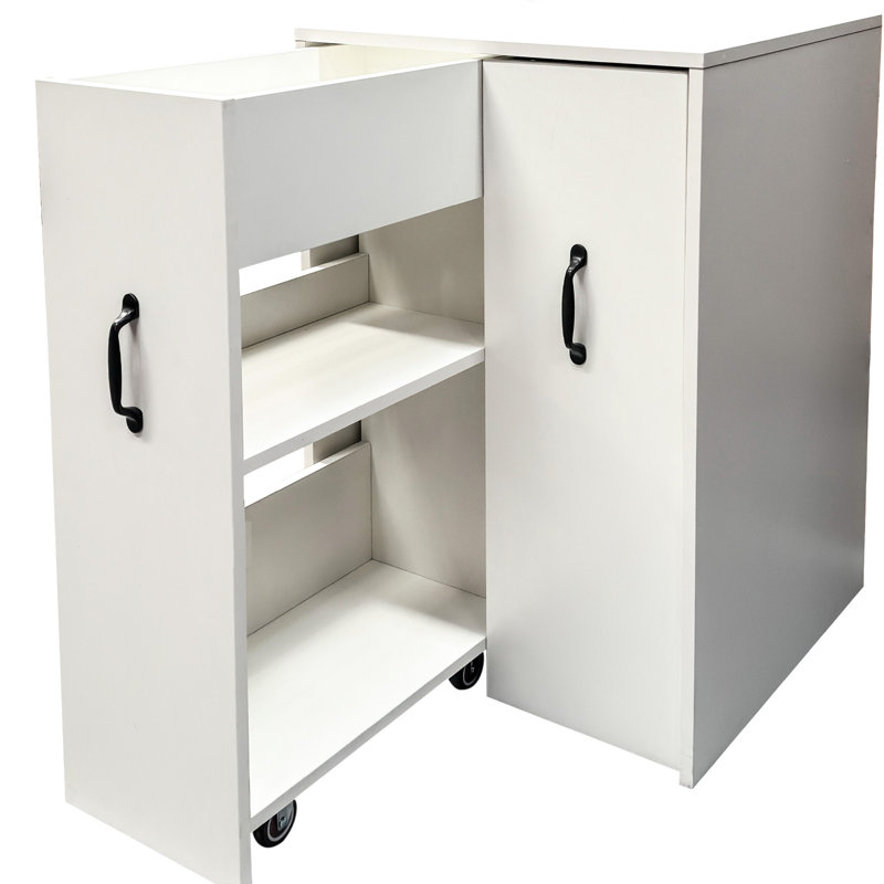 Bibliothèque sur pied à 3 niveaux avec tiroir coulissant et plusieurs options de rangement, blanc, P 20,33 po, idéal pour la profondeur de bureau,