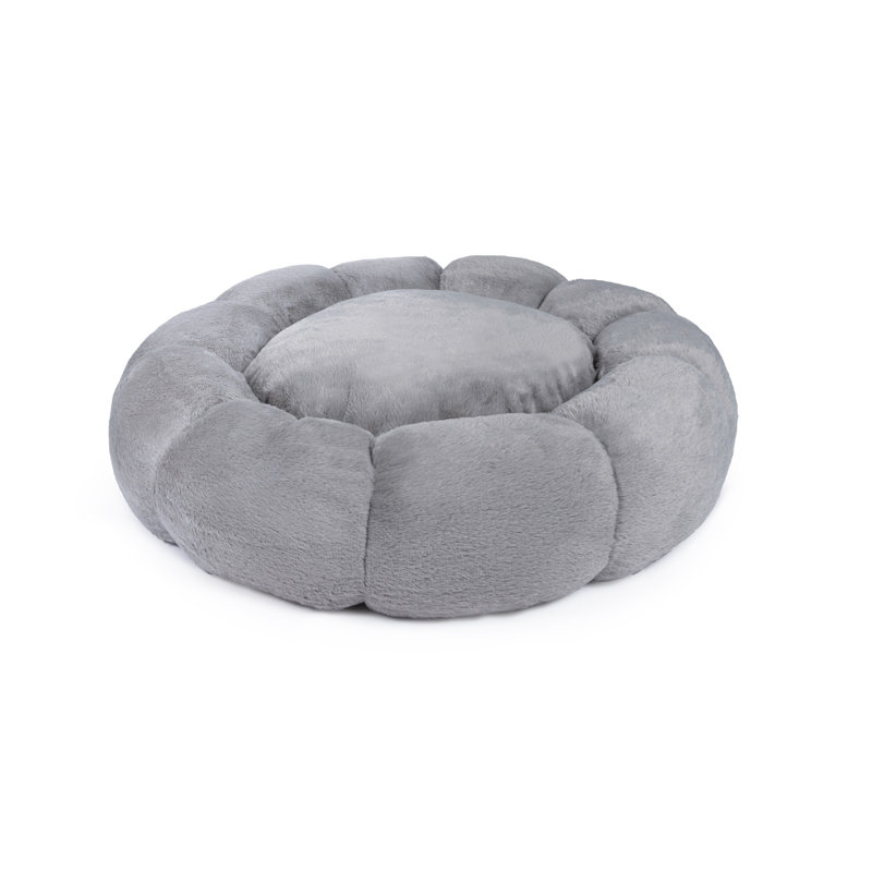 Forbus Faux Fur Pet Bed, 4" H x 21" W x  21" D, Gray