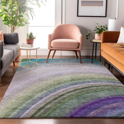 Premium Machine Washable Cerrito AMF584 Teal Rug