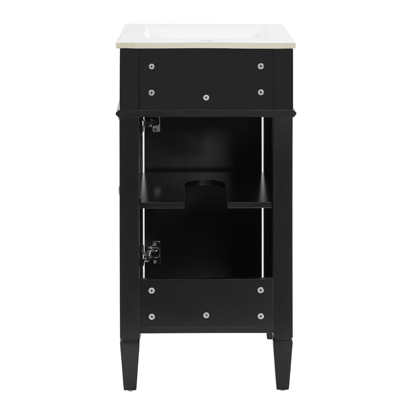 Ensemble de vanité de style français noir, armoire autoportante de 40,6 cm avec porte à fermeture douce
