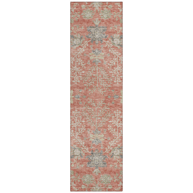 Doris Orange Washable Indoor-Outdoor Rug - , 2'3" x 7'6"