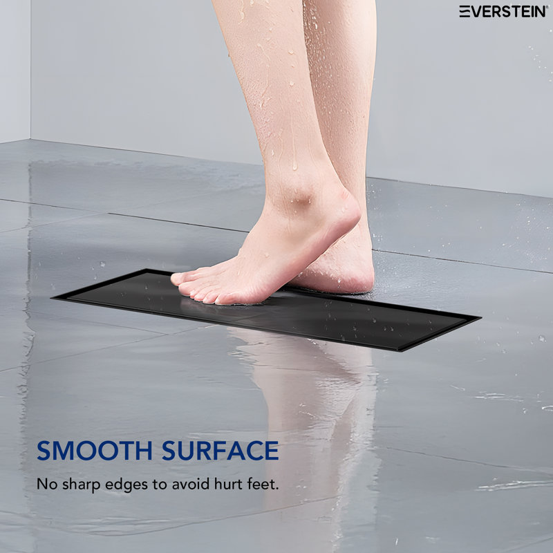 12" W Linear Grid Shower Drain, Matte Black
