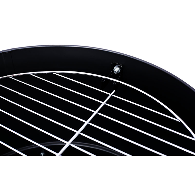 Barbecue en acier de 17 pouces avec surface de cuisson spacieuse et matériaux chauffants en noir pour fumoir d'extérieur
