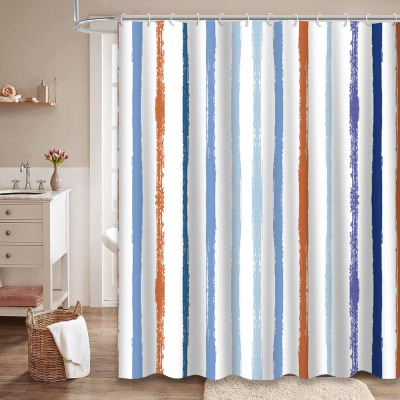 Rideau de douche Summer Brown Sailor Stripes, L 72 po x l 72 po