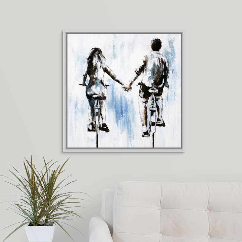 « se déporter sur », peinture sur toile, H 25,7 po x l 25,7 po x p 1,75 po, Cadre flottant blanc