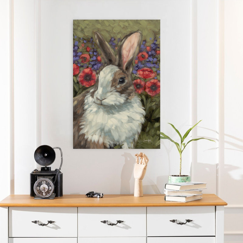 Spring Melody, art contemporain de lapin, H 24 po x l 16 po