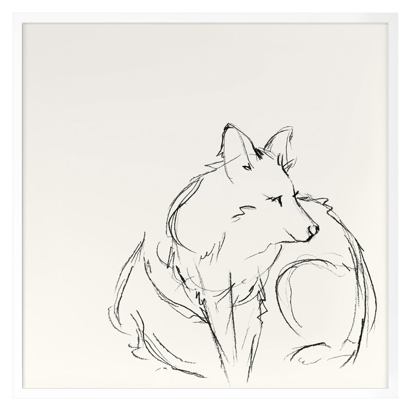 Fox Sketch 1 Print by Katie Todaro, 20" H x 20" W, White Framed