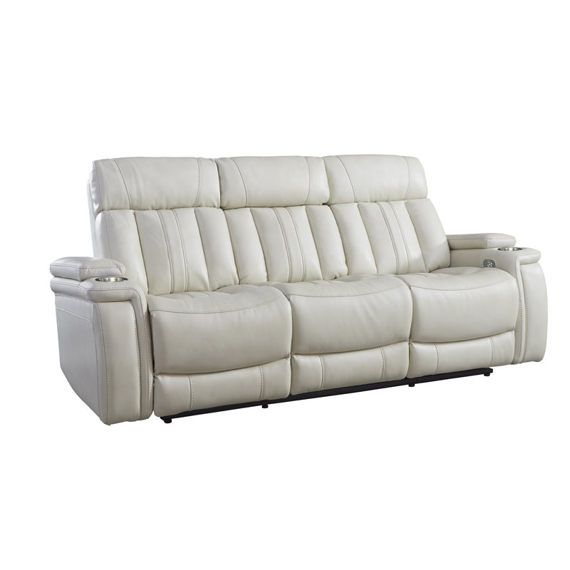Batta 89'' Pillow Top Arm Reclining Sofa, White