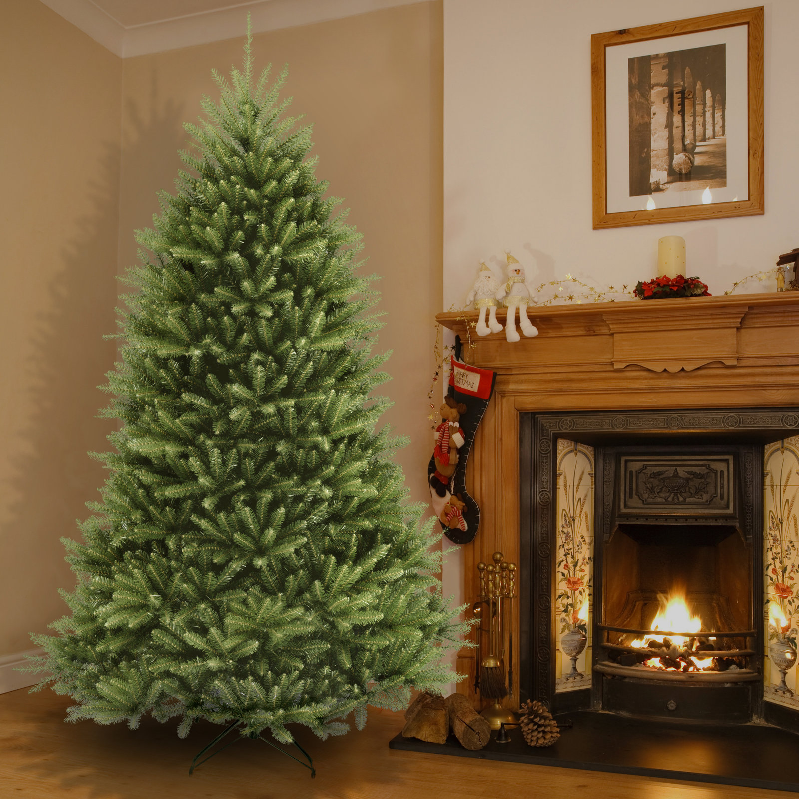 Pre-Lit Fir Christmas Tree, 7.5' H