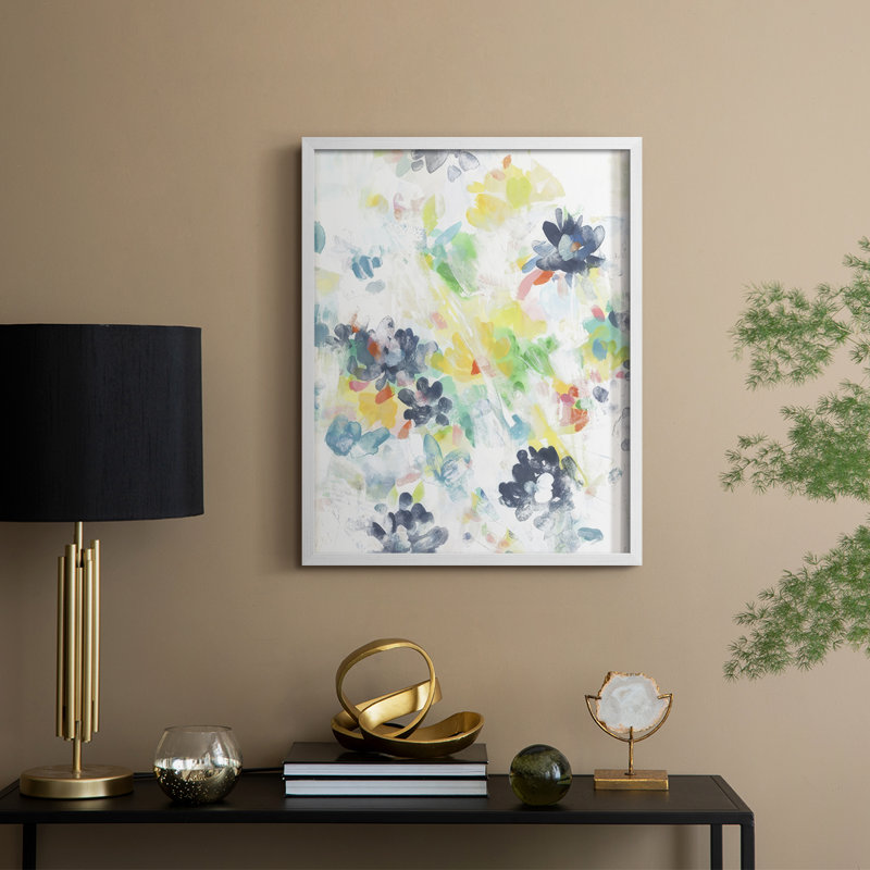 «Wall Flower Patterns I», reproduction encadrée - bois massif, H 11 po x l 9 po, Blanc