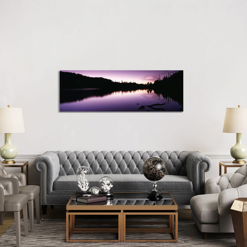 Reflection of Trees in a Lake, Mt Rainier, Mt Rainier National Park, Pierce County, Washington State, USA 1 Piece Wrapped Canvas Panoramic Wall Art