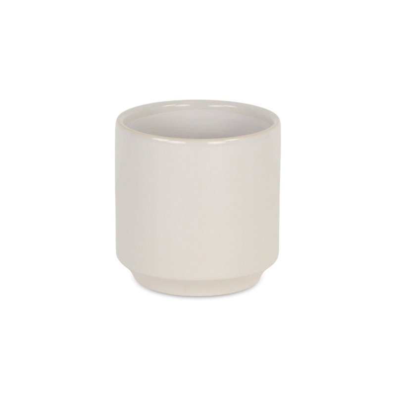 Handmade Ceramic Pot Planter, White, 4.5" H x 4.5" W x 4.5" D