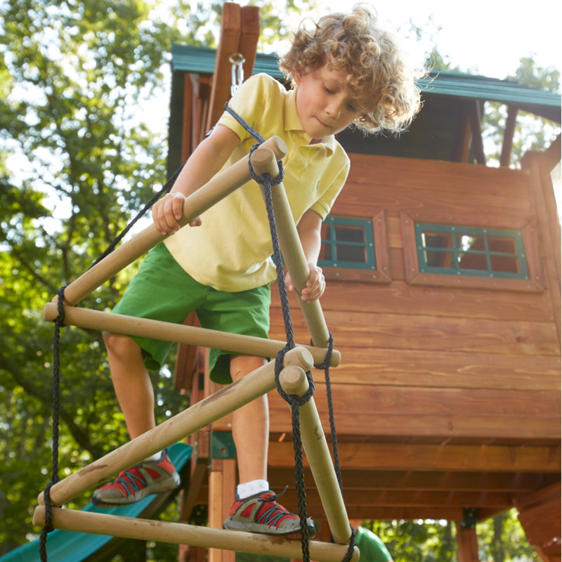 7-Foot Triangle Wood and Rope Climbing Ladder