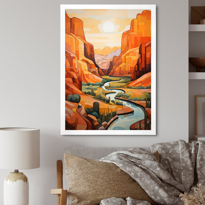 Canyon Canyon Sunset Sunset, impression audacieuse sur toile, Cadre simple blanc, H 32 po x l 24 po x P 1 po