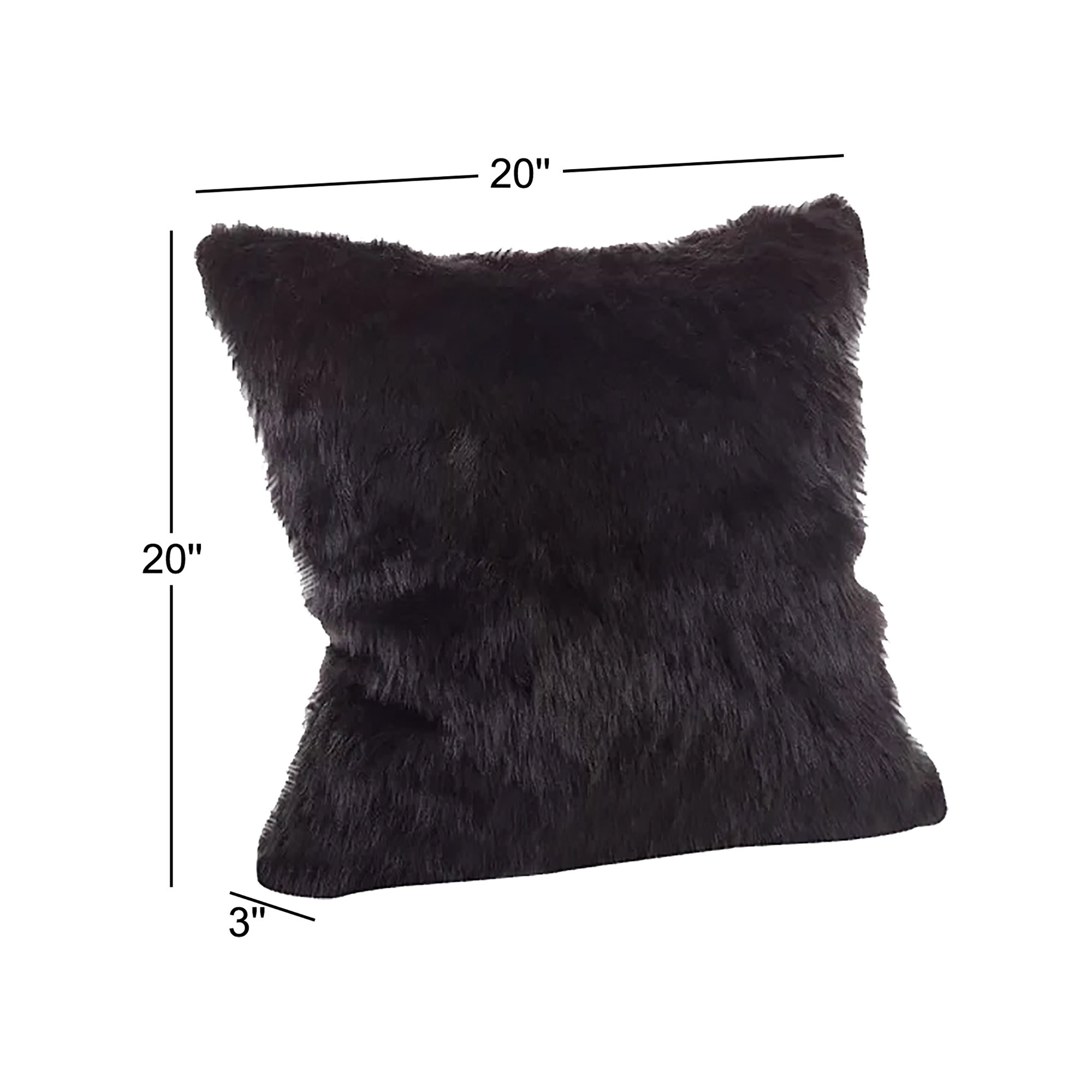 Lecia Faux Fur Throw Pillow, Black