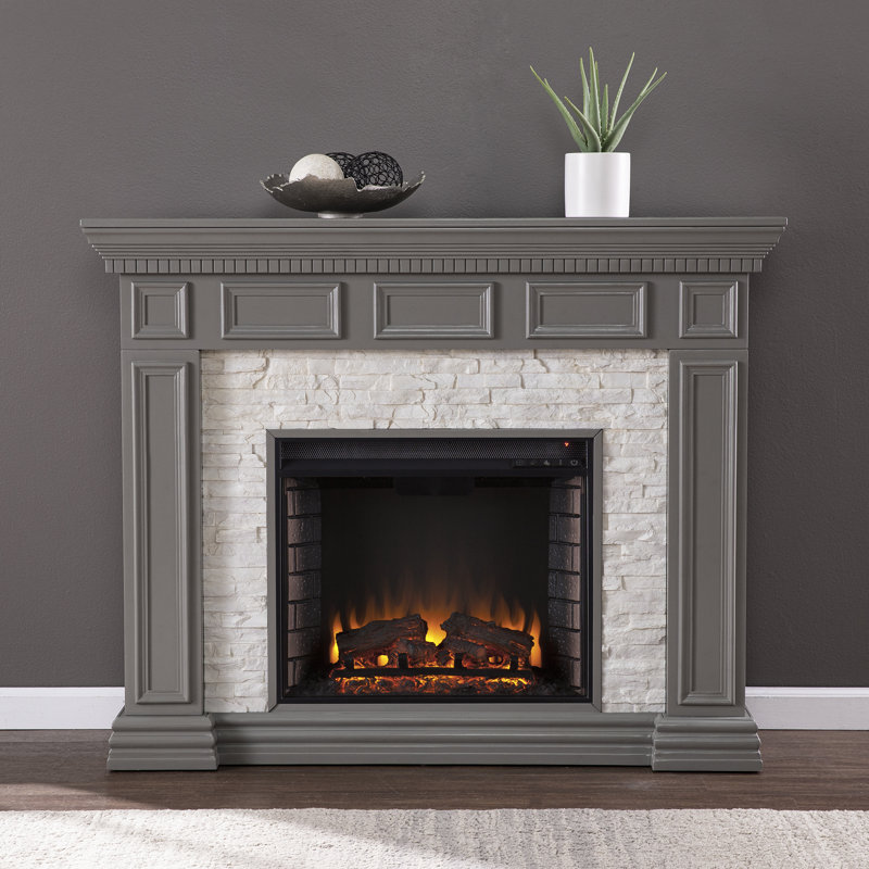 Isik 50'' W Gray Electric Fireplace with 4700 BTU