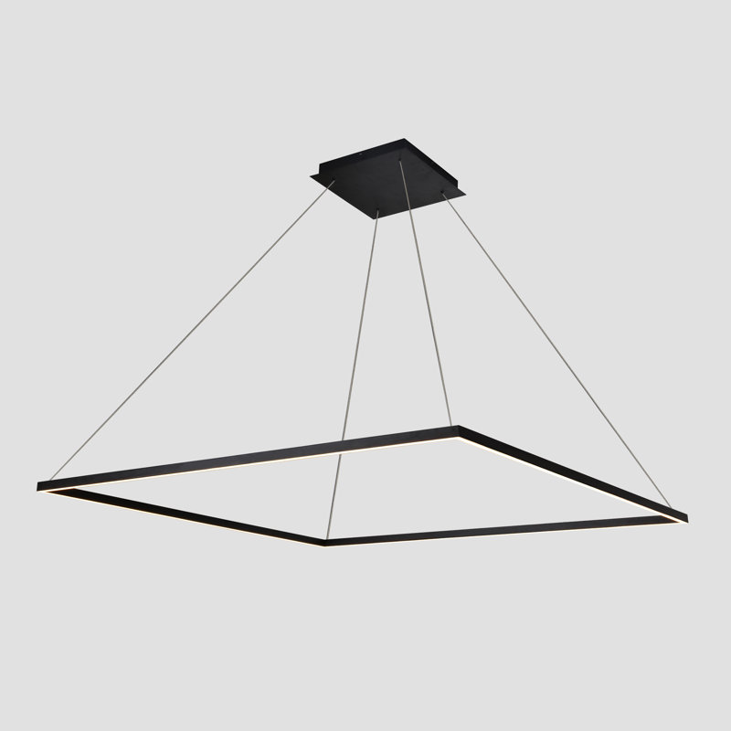 Atria Integrated LED Linear Pendant Height Adjustable ETL Certified Square Chandelier Lighting, Black