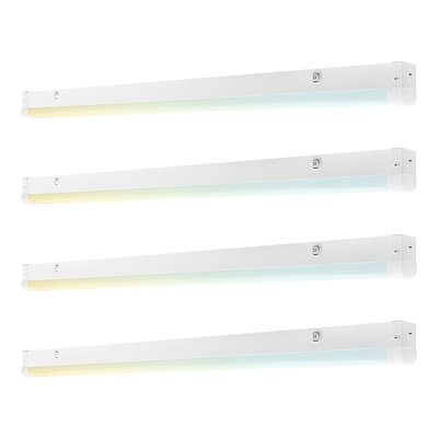 Éclairage linéaire à DEL de 48 pouces Luxrite, 3CCT sélectionnable, 20W / 30W / 40W, 2600-5200 lumens, à intensité variable, 120-277V, éclairage d'atelier commercial, classé humide, paquet de 4 DLC