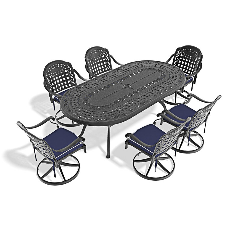 Ensemble de salle à manger 7 pièces en fonte d'aluminium toutes saisons, 6