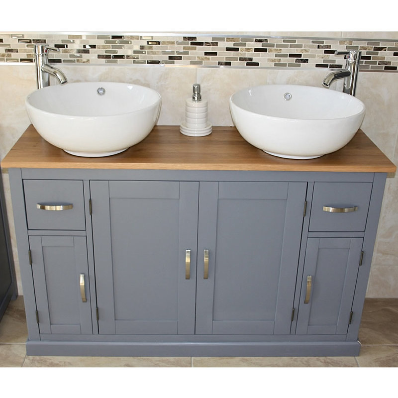 Bowdin 1230mm Double Bathroom Vanity with Vessel Ceramic Basin