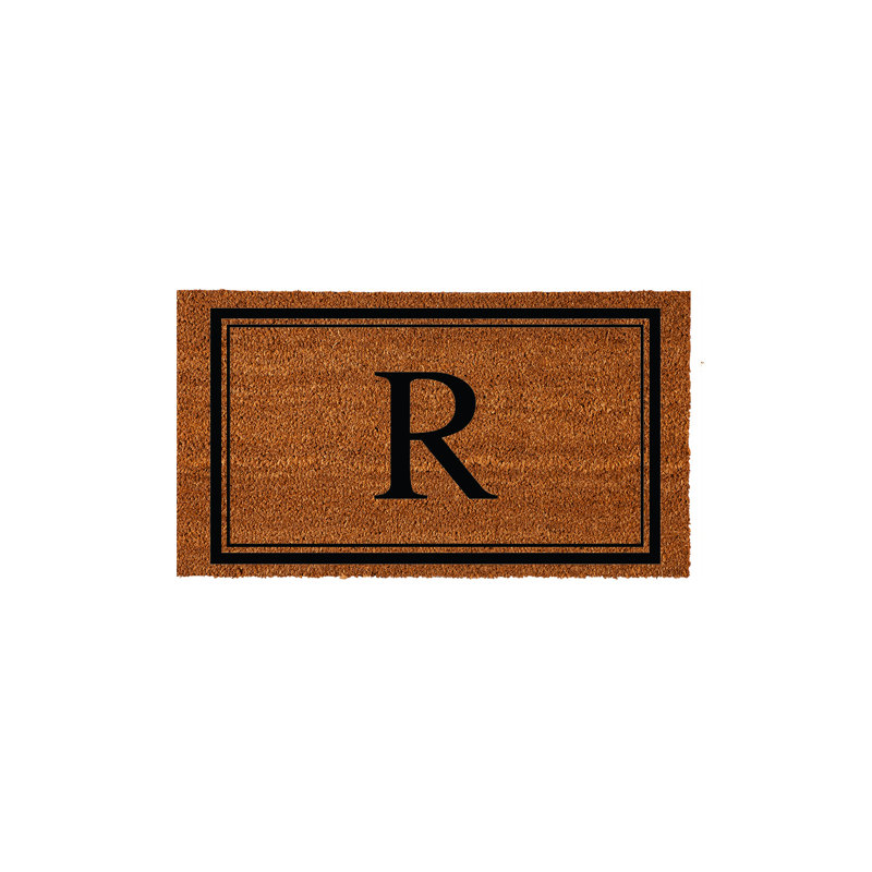 Niarcos 28" x 16" Non-Slip Monogram Coir Outdoor Door Mat, R