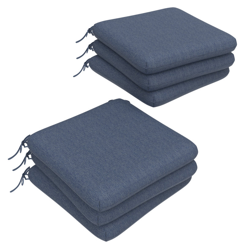 Outdoor Square Dining Chair Cushions, 3" Foam Replacement Cushion, 6, Navy Blue