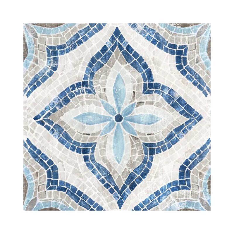 Blue Single Morrocan Tile by Eva Watts - Wrapped Canvas Painting, 93.98 cm H x 93.98 cm W x 1.91 cm D