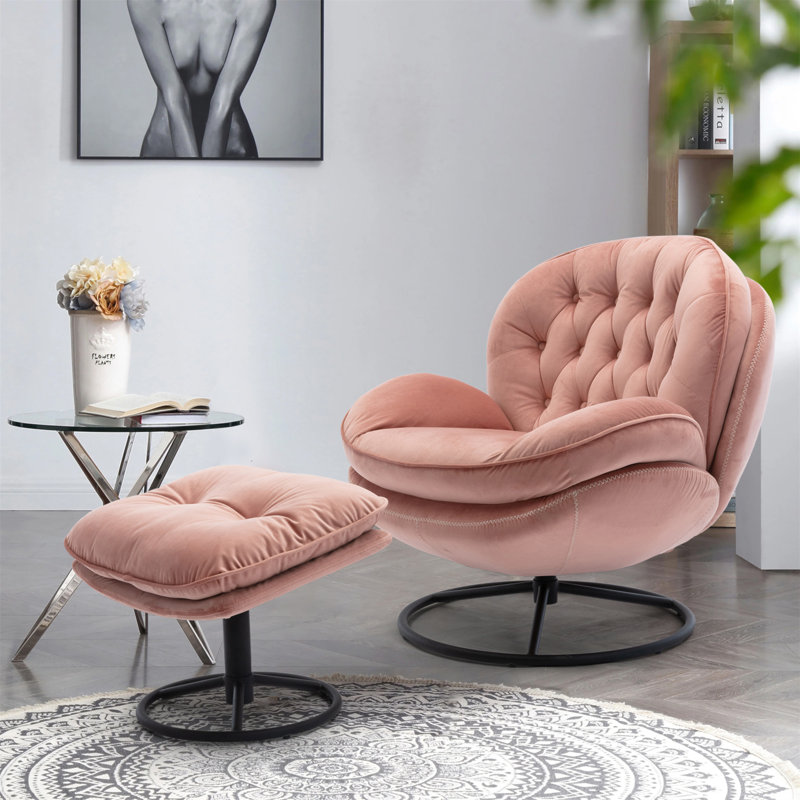 Méridienne pivotante avec repose-pieds 31,73 pouces, Velours rose