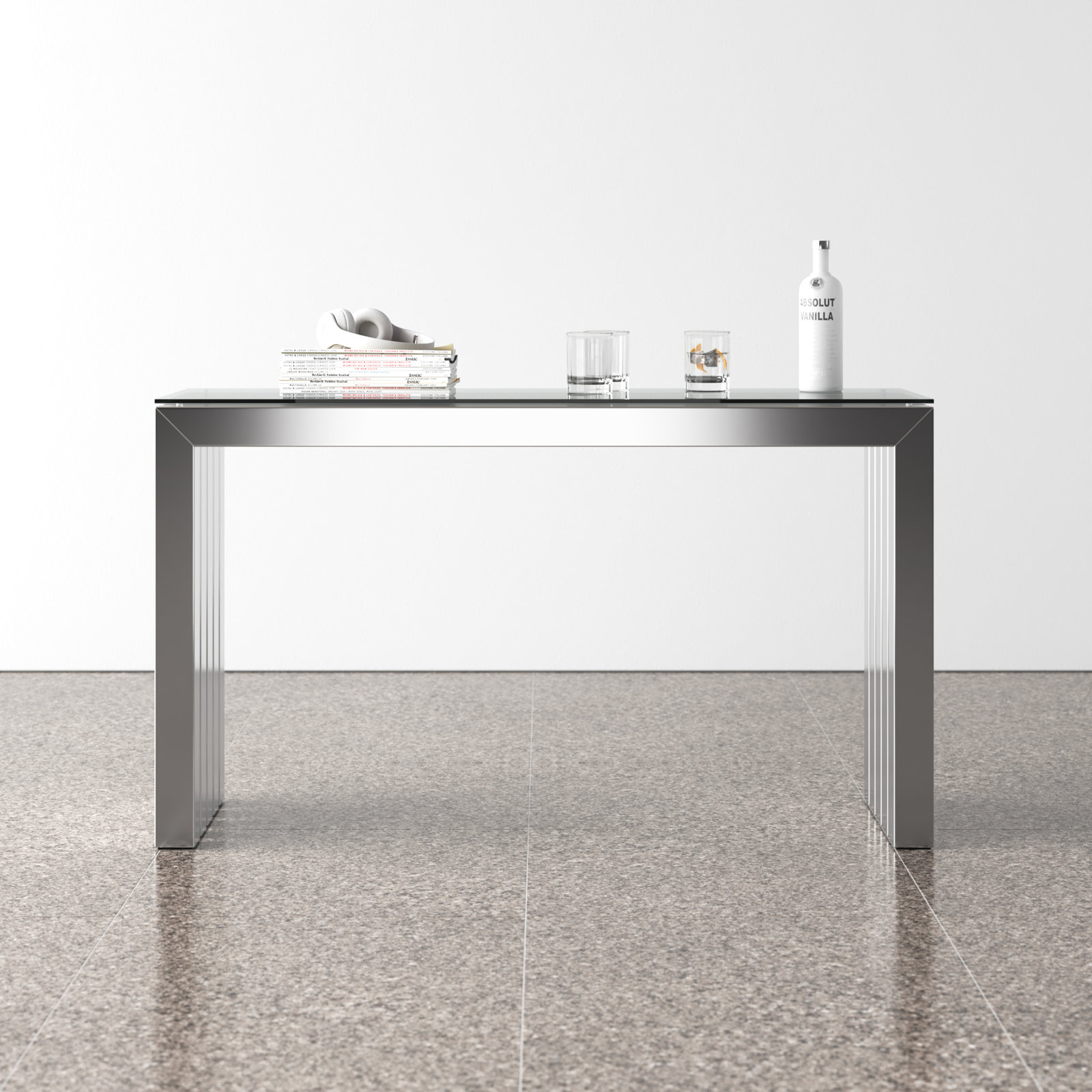 Kine 51'' Console Table, Brushed Metal