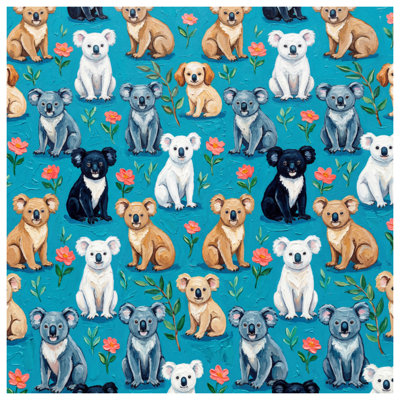 Édredon à motif de koalas et de fleurs