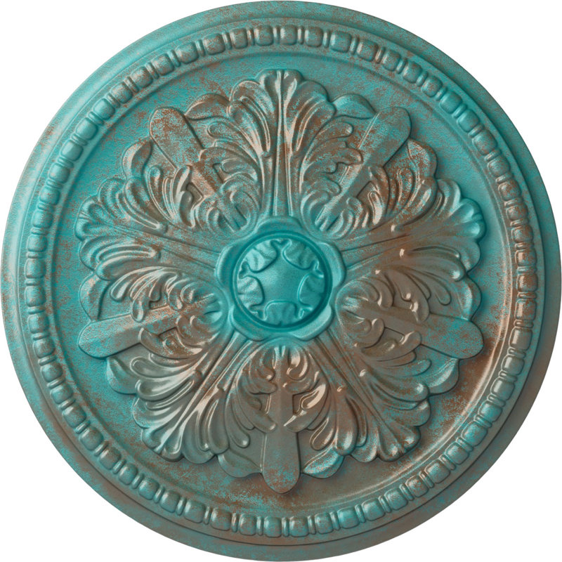 Endurathane Swindon Ceiling Medallion, 16 7/8"OD x 1 1/2"P (Fits Canopies up to 2 7/8"), Hand-Painted Copper Green Patina Finish