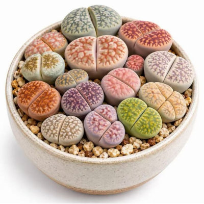 12 PCS Lithops Succulent Set, Rare Living Stone Plants, Assorted Lithops Collection, Unique Indoor Desert Plant, Plant Lover Gift