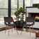 Almar Mid-Century Upholstered Dining Chair in Walnut Finish with Open Lower Back