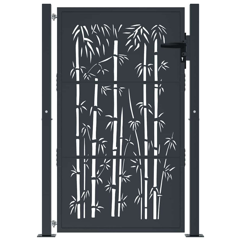 Barrière de jardin en acier vidaXL anthracite 105 x 155 cm, conception en bambou, 39,4 po x 59,1 po