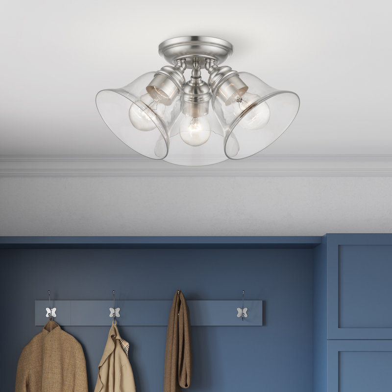 Sanes Large 3-Light 14.5" Semi Flush Mount, Brushed Nickel