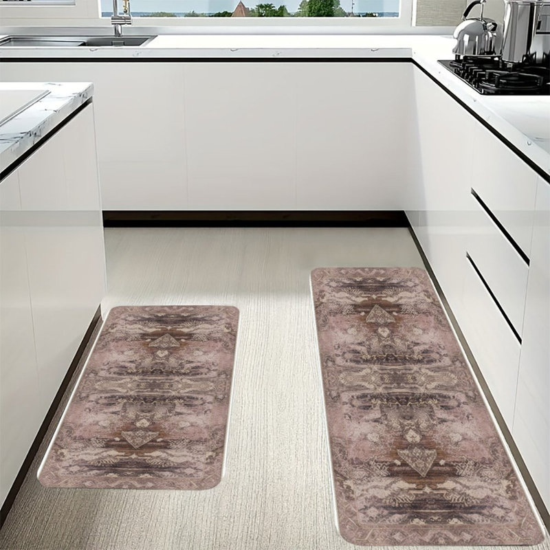 Ensemble de 2 tapis de cuisine rétro style oriental