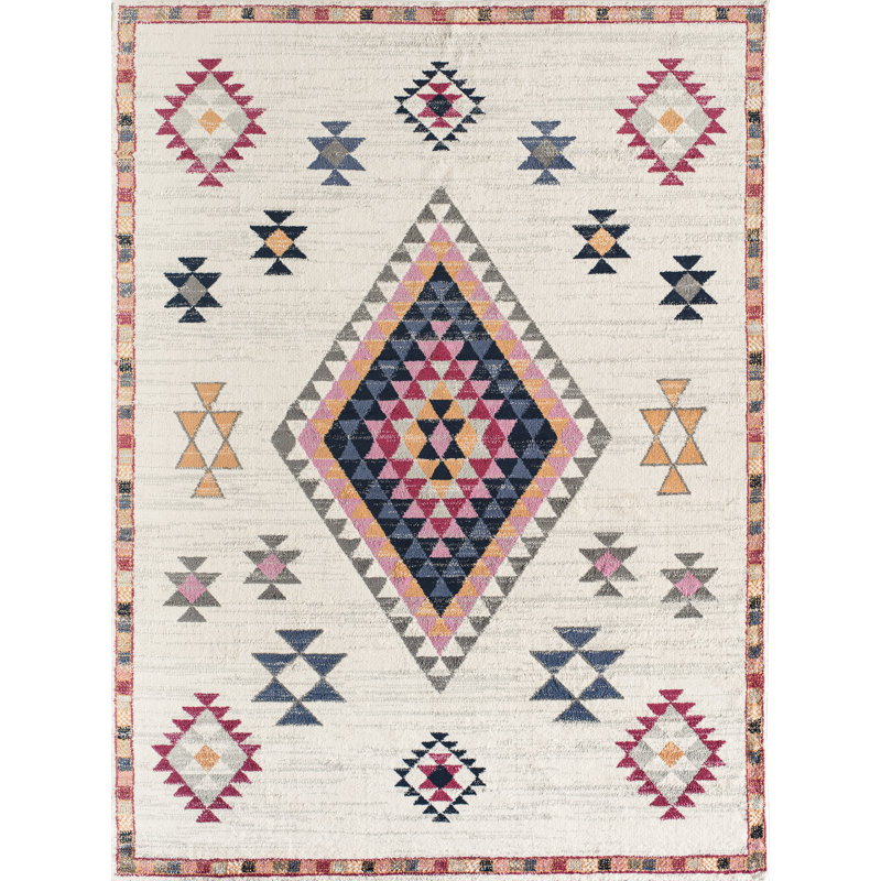 Bodrum Tribal Sahara Ivory Area Rug, Rectangle 2' x 4'