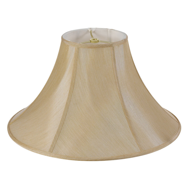 Abat-jour en soie en forme de cloche, fixation araignée, beige, 48 cm (L) x 48 cm (l) x 30 cm (H), 12" H x 19" W x 19" D