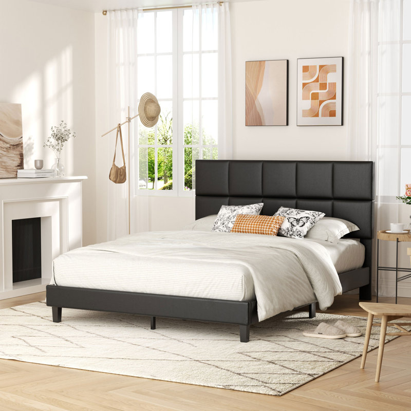 Leather Platform Bed, Queen
