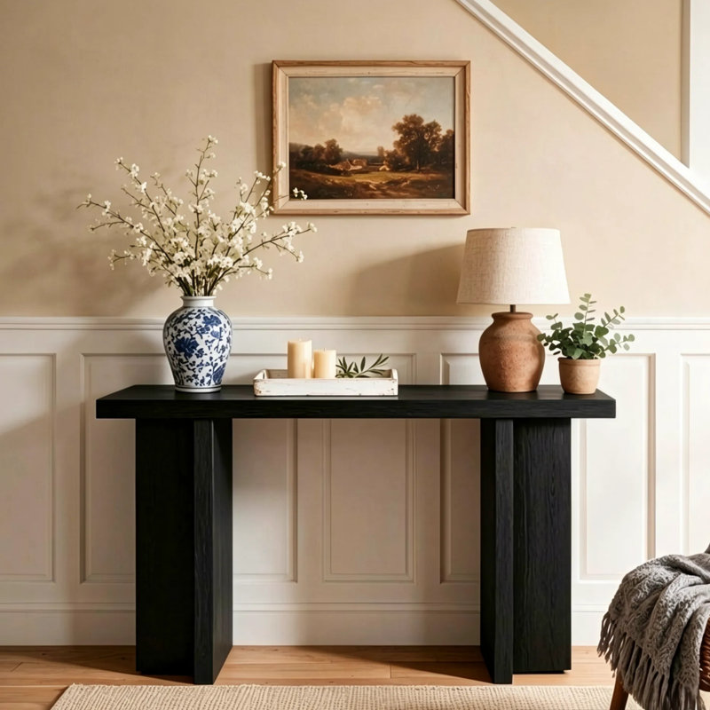 Console en bois 42 po, Noir