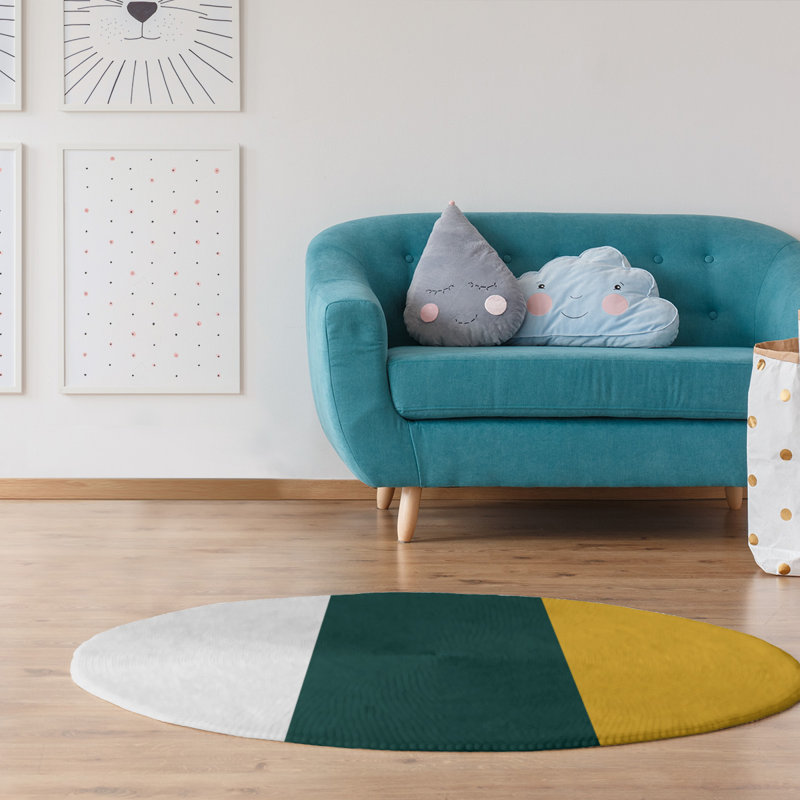 Chenille Striped Indoor Rug, Round 5'