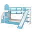 Lit superposé simple au-dessus de simple, lit superposé château avec 2 tiroirs, 3 tablettes et glissade, lit superposé en bois massif-1042665792-1042665807